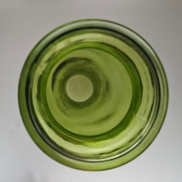 Vintage Green Glass Vase 8" Tall Hand Blown Mid Century Modern Art Glass Decor - Picture 2 of 3